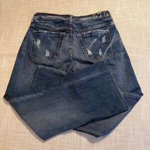 575 Denim California Lifestyle Mens 32 Distressed Penny Button Fly Jeans Blue
